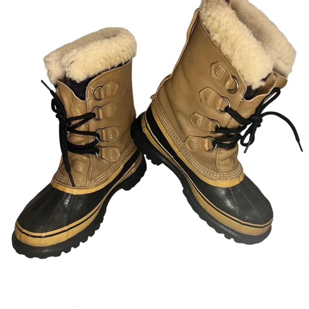 SOREL Caribou Waterproof Sherpa Wool Heavy Snow Winter Duck Boots unisex M7 W9
